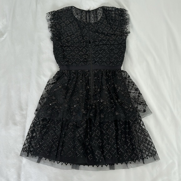 Self-Portrait Mesh Sequin Tiered Mini Dress Size 4 - Picture 6 of 10